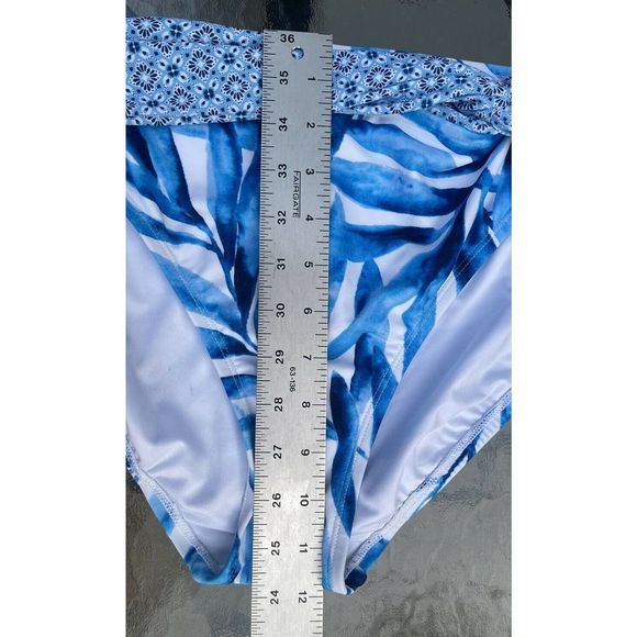 NEW Bikini Bottom Women’s 16 Tropical Escape Twist Waist Blue Tropical Print - Picture 6 of 6